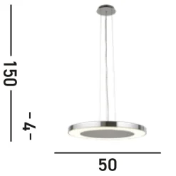 Stylische LED Pendelleuchte Metall Glas Ø50 cm in Chrom