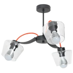 Tiefe Industrie Deckenlampe in Rot für den Esstisch