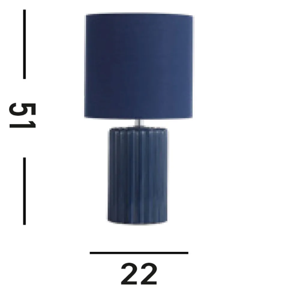 Tischlampe blendarm Stoff Keramik E14 51 cm Marineblau