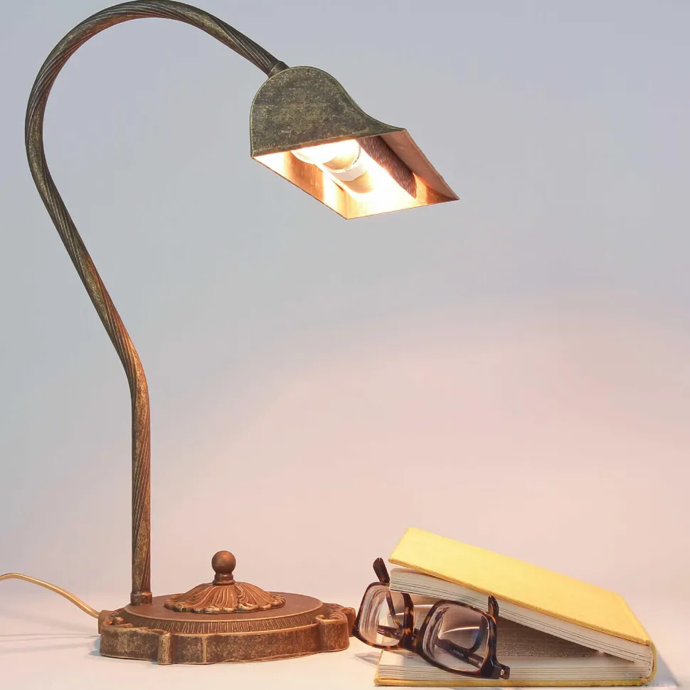 Tischlampe Bronze Hell aus Echt-Messing Premium