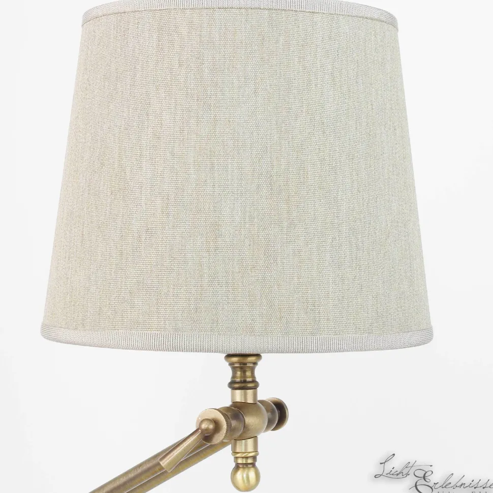 Tischlampe Bronze Hell Stoffschirm Snodo
