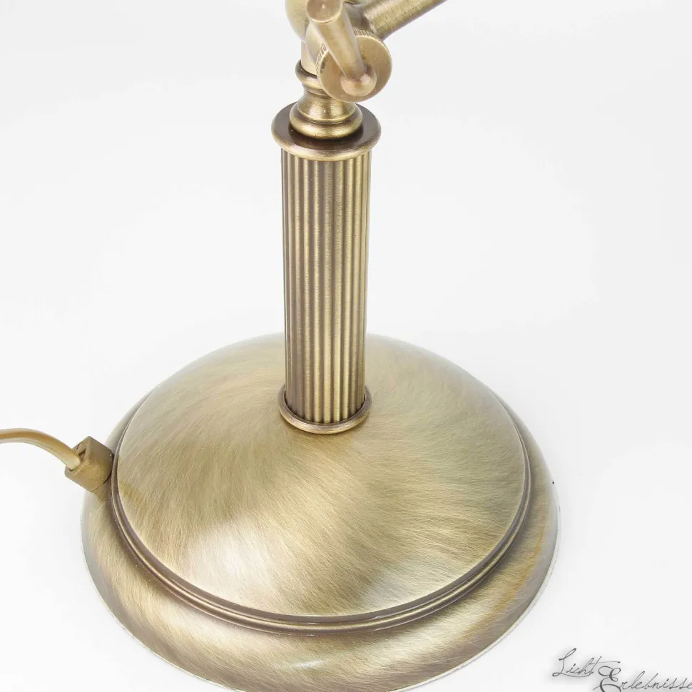 Tischlampe Bronze Hell Stoffschirm Snodo