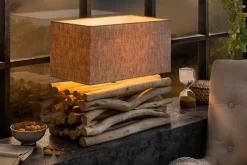 Tischlampe Design Treibholz Stoff Unikat ATHELLA