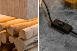 Tischlampe Design Treibholz Stoff Unikat ATHELLA