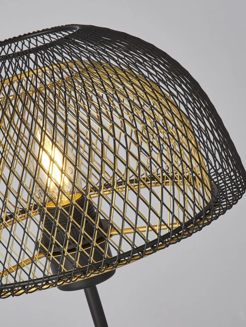 Tischlampe E27 47 cm Ø 26 cm in Schwarz Gold LUCIA