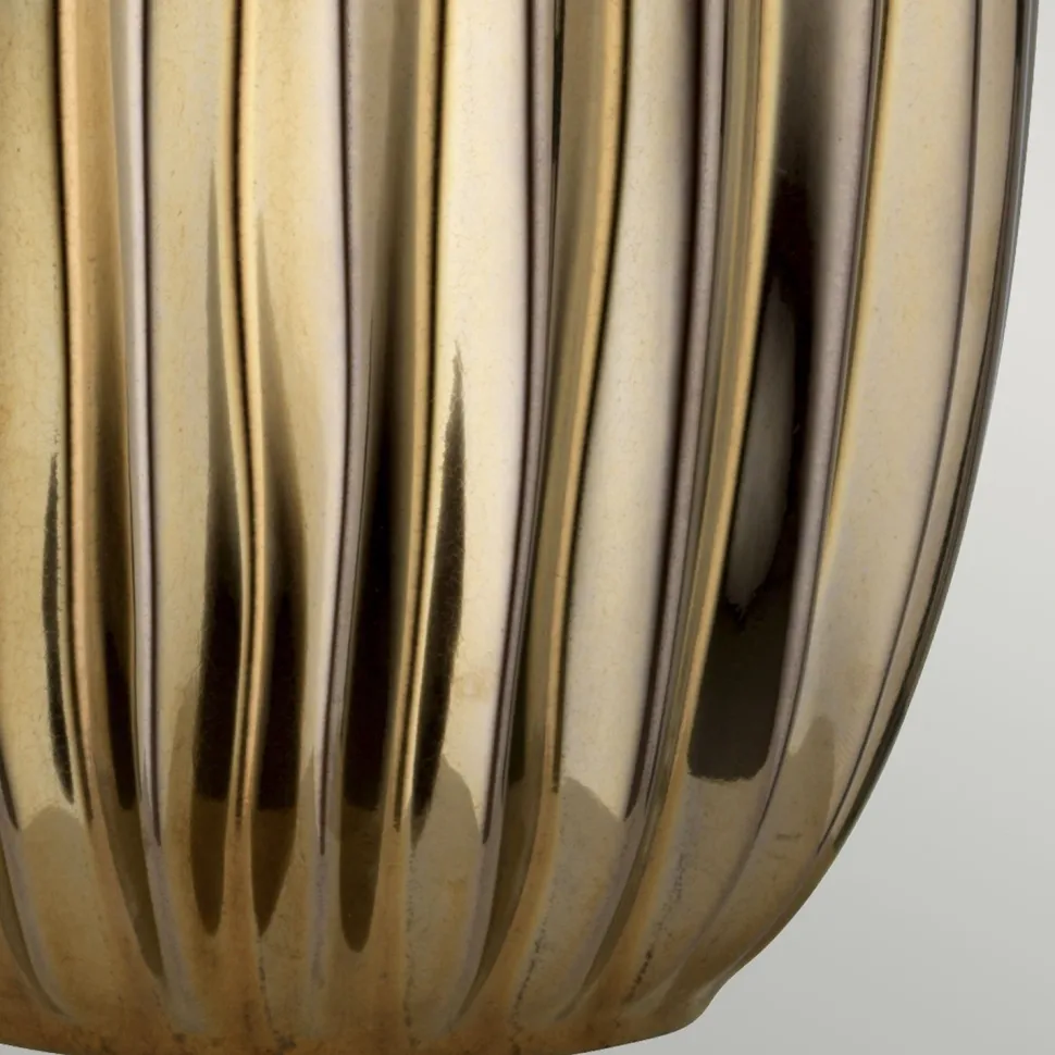 Tischlampe E27 67 cm in Bronze Weiß Keramik Stoff