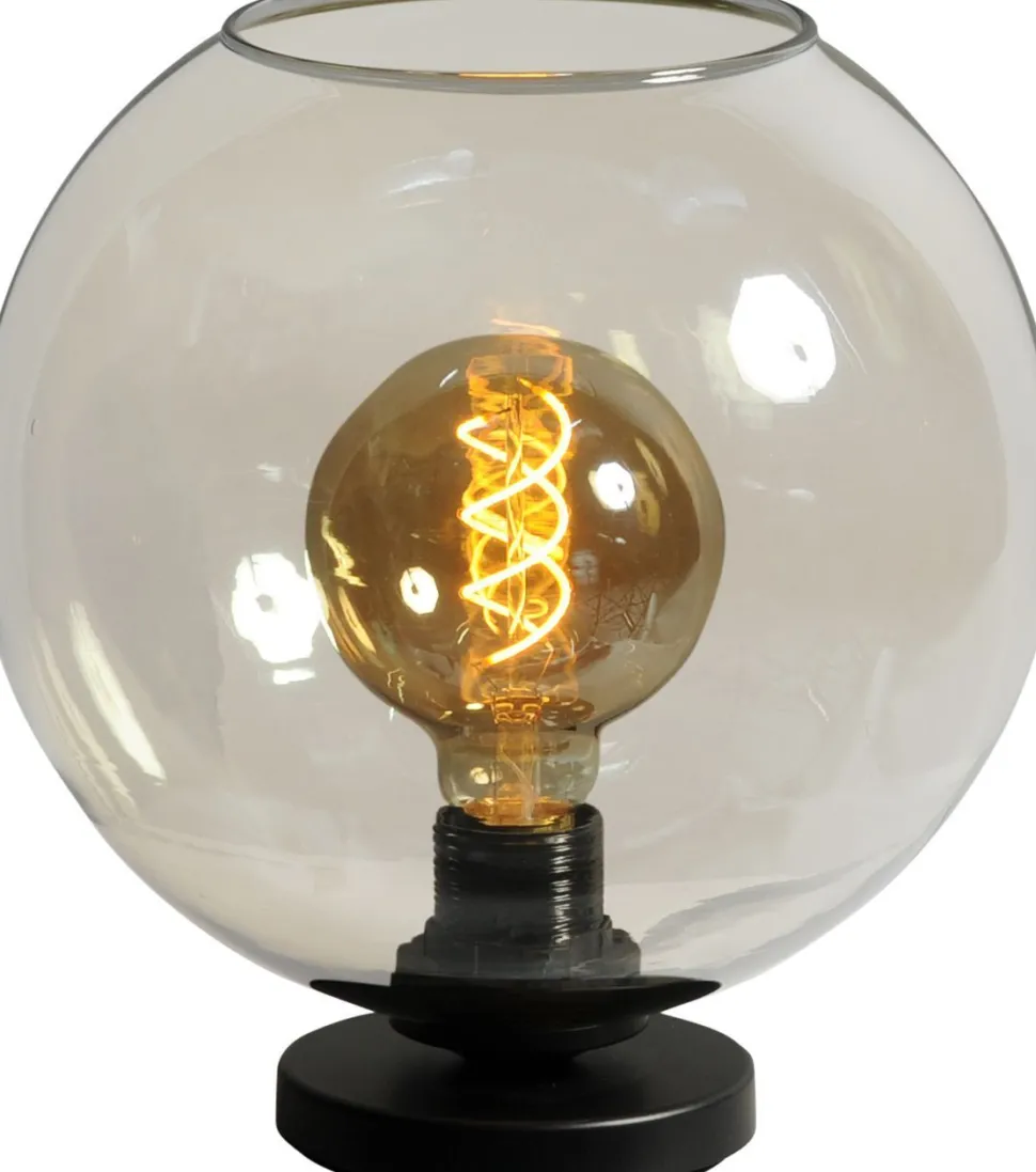 Tischlampe E27 Glas Rauch Schwarz dekorativ ELRIC