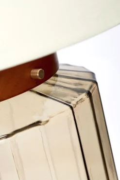 Tischlampe E27 Retro Design 51 cm Creme Grau Stoff Glas