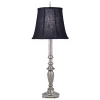 Tischlampe E27 Schwarz Nickel 79 cm hoch Stoff Zinkguss