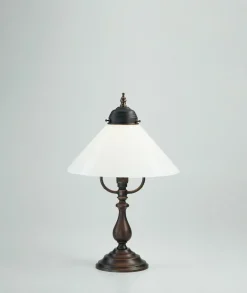 Tischlampe Echt-Messing Antik Glas E27 39 cm blendarm