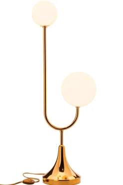 Tischlampe Echt-Messing Glas G9 73 cm hoch in Gold Weiß
