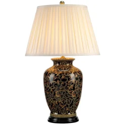 Tischlampe ELYA Schwarz Gold H:74cm Vintage Lampe