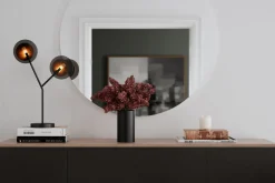 Tischlampe 2-flammmig 59 cm Schwarz Gold aus Glas Metall