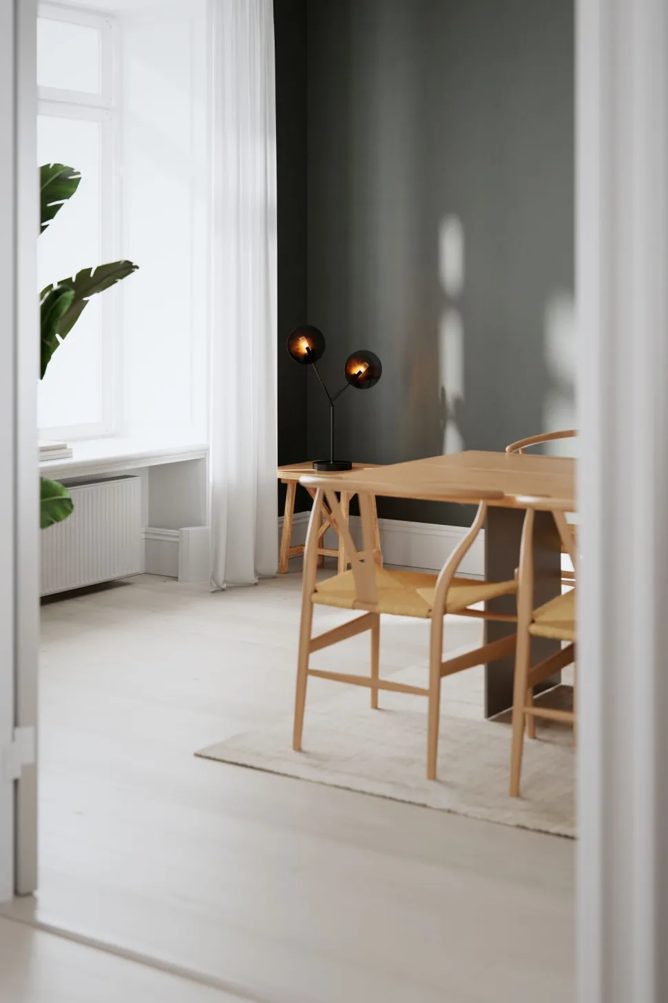 Tischlampe 2-flammmig 59 cm Schwarz Gold aus Glas Metall