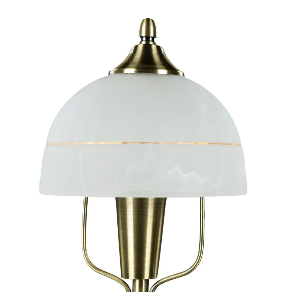 Tischlampe Glas Metall 35 cm in Bronze Weiß Jugendstil