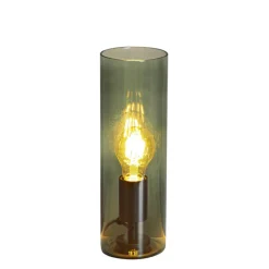 Tischlampe Glas Metall 30 cm hoch Grün E27 Zylinder