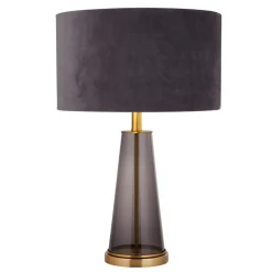 Tischlampe Glas Metall E27 60 cm Ø 38 cm Grau Gold