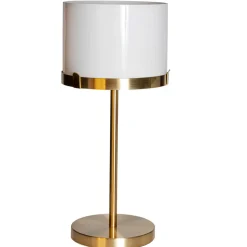 Tischlampe Glas Metall E27 55 cm in Messing Weiß rund