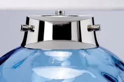 Tischlampe Glas Stoff E27 55,5 cm Weiß Blau LUBIELA