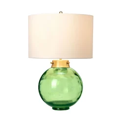 Tischlampe Glas Stoff in Grün Ecru 55,5 cm LUBIELA