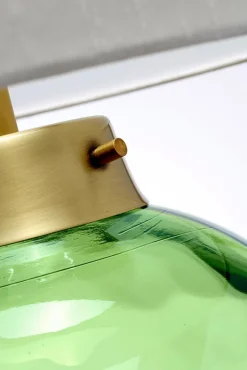 Tischlampe Glas Stoff in Grün Ecru 55,5 cm LUBIELA