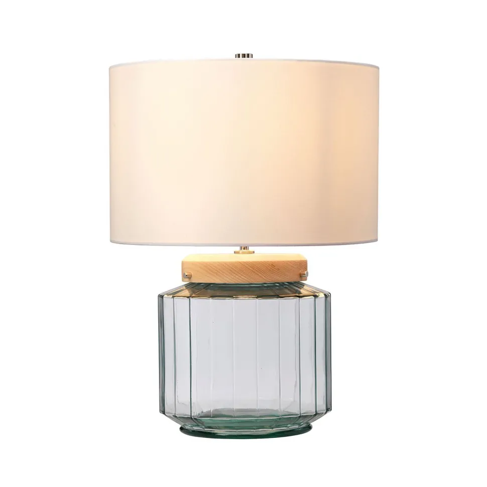 Tischlampe Glas Stoff Retro Design 51 cm hoch LADINA