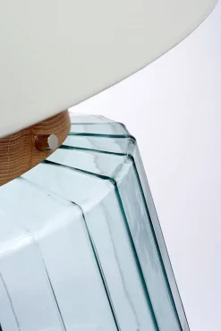 Tischlampe Glas Stoff Retro Design 51 cm hoch LADINA