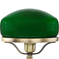 Tischlampe Glasschirm Grün aus Echt-Messing