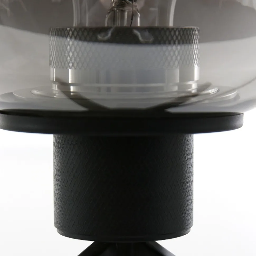 Tischlampe Glasschirm Schwarz Rauchgrau 23 cm elegant
