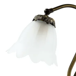 Tischlampe Glasschirm Weiß Echt-Messing Jugendstil