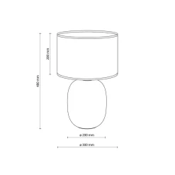 Tischlampe Grau Rauchglas Stoff E27 H: 48 cm Ø 30 cm