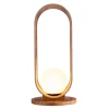Tischlampe Holz Furnier aus Teak Glas 54 cm hoch E27 Modern