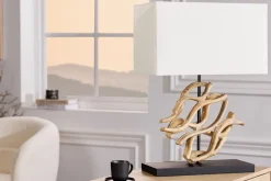 Tischlampe Holz Stoff blendarm E27 H:57 cm Leselicht