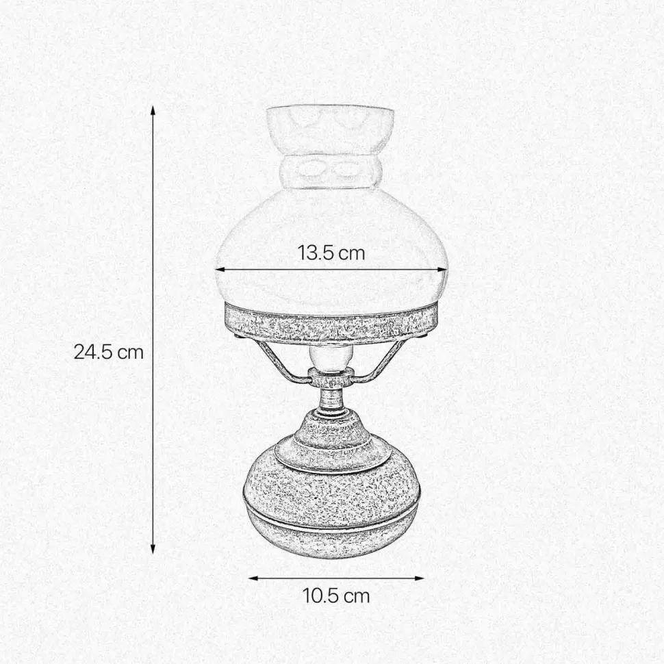 Tischlampe Jugendstil Messing Glas in Bronze Antik Weiß 24,5cm