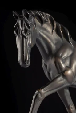 Tischlampe Jute Resin Pferd in Natur Bronze antik 77 cm