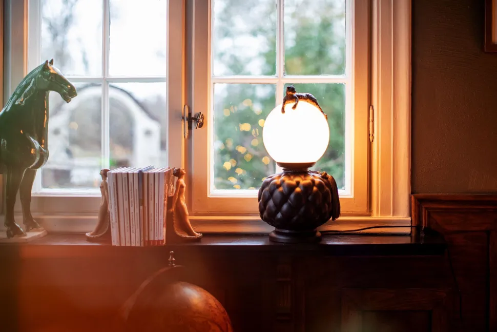 Tischlampe Keramik Glas 45 cm hoch Schwarz Weiß Grün