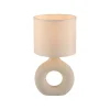 Tischlampe Keramik Stoff blendarm 30 cm E27 Beige