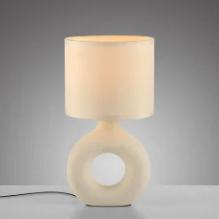 Tischlampe Keramik Stoff blendarm 30 cm E27 Beige