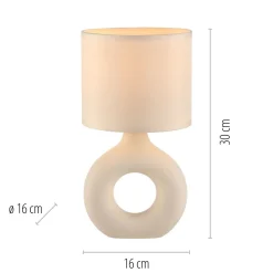 Tischlampe Keramik Stoff blendarm 30 cm E27 Beige