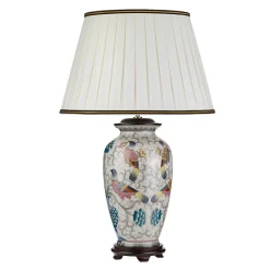 Tischlampe Keramik Stoff in Creme 72cm Klassisch E27