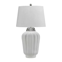 Tischlampe Keramik Stoff E27 56,2 cm hoch OLWEN