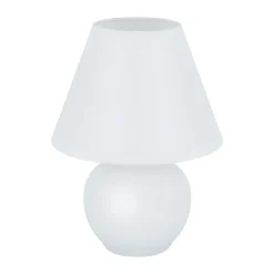 Tischlampe Keramik Stoff 24 cm hoch Weiß E14