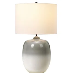 Tischlampe Keramik Stoff Hellgrau Creme 61,5 cm E27