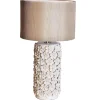 Tischlampe Keramik Stoff 54,5 cm hoch Beige E27 Floral