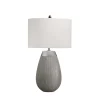 Tischlampe Keramik Stoff 54 cm E27 Modern in Silber Grau