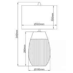 Tischlampe Keramik Stoff 54 cm E27 Modern in Silber Grau