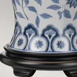 Tischlampe Keramik Stoff E27 65 cm Blau Weiß Klassisch