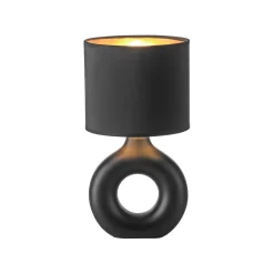 Tischlampe Keramik Stoff 30 cm E27 Schwarz Gold Modern