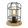 Tischlampe klein H: 24,5 cm Ø 18 cm E27 Metall Holz