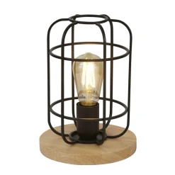Tischlampe klein H: 24,5 cm Ø 18 cm E27 Metall Holz
